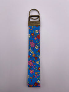 Blue Floral Wristlet