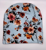 Fall Blue Floral Beanie