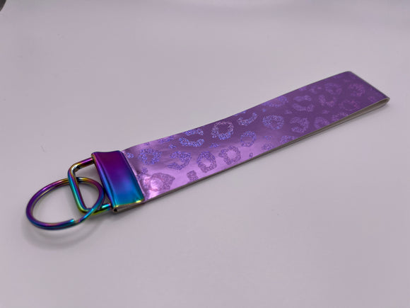 Purple Shiny Cheetah Wristlet